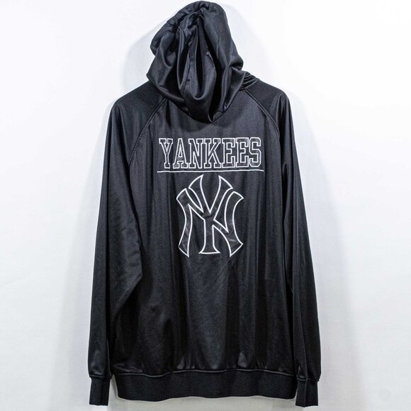 New York Yankees Logo Spell Out Zip Up Jacket Majestic Hooded 4XL MLB Baseball - Picture 1 of 10